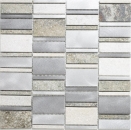 Piastrella a mosaico quarzite pietra naturale alluminio grigio argento beige chiaro backsplash MOS49-505