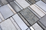 Piastrella di mosaico dipinta a mano quarzite pietra naturale alluminio grigio argento beige chiaro rettangolo MOS49-505_m