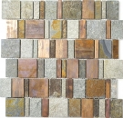 Alzatina a mosaico rame grigio ruggine rame rettangolare alzatina in pietra piastrellata cucina MOS47-585_f