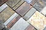 Piastrella a mosaico decorata a mano rame grigio ruggine rame rettangolare pietra backsplash cucina MOS47-585_m
