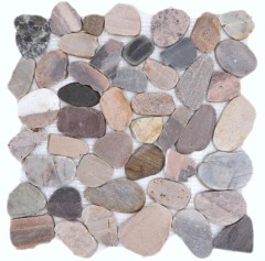 Piastrella fiume ciottoli taglio beige grigio rosso verde crema sabbia piatto doccia piastrelle backsplash cucina - MOS30-0204