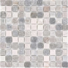 Mosaico in pietra naturale quarzite beige grigio pavimento doccia cucina alzatina doccia - MOS36-0206