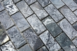 Piastrella di mosaico modellata a mano Pietra naturale quarzite Mattone grigio argento lucido MOS28-0202_C_m