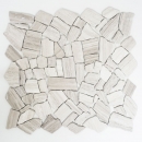 Mosaico di cava di marmo naturale pietra poligonale grigio strisce grigio chiaro argento piastrelle backsplash parete rivestimento cucina - MOS44-0202