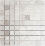 Piastrella di marmo a mosaico in pietra naturale grigio chiaro aspetto a strisce pavimento doccia - MOS42-0204