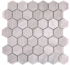 Piastrella di marmo a mosaico pietra naturale esagono grigio chiaro crema strisce doccia parete pavimento piastrelle backsplash - MOS44-1205