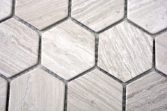 Piastrella di mosaico dipinta a mano marmo pietra naturale esagono marmo grigio righe MOS44-1205_m