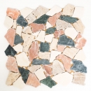 Mosaico di marmo di cava pietra naturale crema beige rosso verde poligonale casuale splashback piastrelle cucina - MOS44-1204