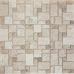 Travertino mosaico piastrelle terrazza pavimento pietra naturale beige marrone backsplash cucina piastrelle bagno - MOS43-1212-15