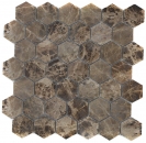 Piastrella di mosaico in marmo pietra naturale Esagono Impala marrone lucido MOS42-1311_f