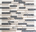 Mosaico di marmo pietra naturale beige grigio nero Brick composito aste piastrelle backsplash parete rivestimento bagno - MOS40-0204
