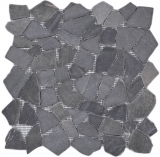 Mosaico di cava in pietra naturale grigio antracite piastrelle poligonali backsplash cucina parete bagno - MOS44-30-120