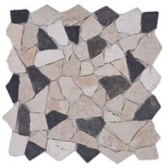 Mosaico di cava in pietra naturale beige crema nero antracite piastrelle poligonali backsplash cucina - MOS44-30-110