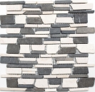 Mosaico di marmo pietra naturale beige crema nero antracite mattone alzatina cucina - MOS40-0205