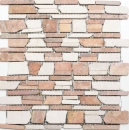 Mosaico di marmo pietra naturale beige crema rosso teracotta mosaico di mattoni parete cucina - MOS40-0225