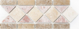 Bordo Travertino pietra naturale beige crema rosso teracotta marrone bordo decorazione aspetto antico parete cucina bagno - MOSBOR-60204