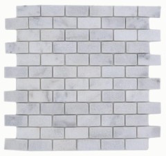 Mosaico di marmo pietra naturale mattone muro legame Ibiza bianco grigio chiaro piastrelle backsplash cucina - MOSSopo-46692