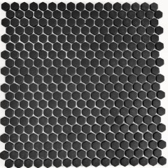Mosaico di vetro Rivestimento sostenibile Tile Recycling Hexagon Smalto nero antracite opaco MOS140-HX11B