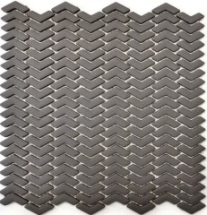 Mosaico di vetro Rivestimento sostenibile Backsplash di piastrelle Riciclaggio a spina di pesce Smalto grigio-marrone opaco MOS140-HB35G