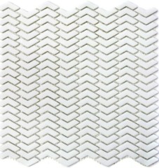 Mosaico di vetro Rivestimento sostenibile Backsplash di piastrelle Riciclaggio a spina di pesce Smalto bianco opaco MOS140-HB37W