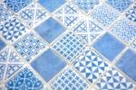 Mosaico retro vintage dipinto a mano in vetro riciclato ECO blu patchwork MOS145-P-40_m
