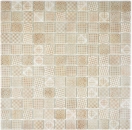 Mosaico di vetro retro vintage sostenibile rivestimento piastrelle riciclaggio beige patchwork MOS145-P-50