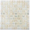 Mosaico di vetro Rivestimento sostenibile Riciclaggio bianco metallizzato 3D MOS355-11