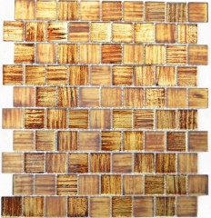 Mosaico di vetro Tessere di mosaico in vetro smerigliato oro giallo marrone chiaro opaco smerigliato MOS68-CF45