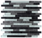 Piastrella di mosaico Mosaico di vetro grigio argento nero struttura aspetto metallo MOS86-1703