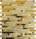 Aste per mosaico di vetro Tessere per mosaico Backsplash di piastrelle Oro placcato MOS86-0107