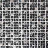 Mosaico di vetro mosaico piastrelle nero argento acciaio inox cava vetro piastrelle alzatina cucina - MOS92-1099