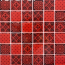 Mosaico di vetro ornamenti retro vintage aspetto piastrella di mosaico rosso MOS78B-0902