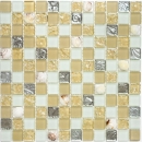 Mosaico a conchiglia tessere di mosaico bianco opaco beige argento mosaico di vetro MOS82B-0112