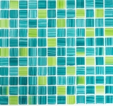 Mosaico di vetro tessere di mosaico linea giallo turchese verde mosaico piscina mosaico piscina MOS64-0509