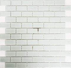Mosaico composito bianco con punto mattone mosaico vetroso BAGNO WC cucina PARETE MOS66-0102