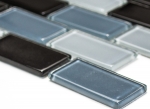 Piastrella di mosaico dipinta a mano Nero traslucido Brick Mosaico di vetro Cristallo nero MOS66-0208_m