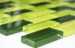 Piastrella di mosaico dipinta a mano Verde traslucido Brick Mosaico di vetro Cristallo verde chiaro verde scuro MOS76-0506_m