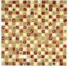 Piastrella di mosaico Traslucido beige Mosaico di vetro Cristallo aspetto resina beige rosso MOS92-1212_f