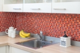 Pietra artificiale mosaico rustico piastrelle di vetro mosaico resina luce rosso fuoco struttura piastrelle backsplash cucina parete bagno WC - MOS83-CB30