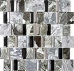 Marmo vetro mosaico piastrelle grigio grigio chiaro antracite argento cucina muro piastrelle backsplash bagno WC - MOS88-0210