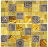 Mosaico di vetro pietra artificiale mosaico piastrelle resina oro grigio argento ornamento piastrelle backsplash parete bagno cucina - MOS88-0790