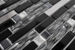 Piastrella di mosaico a mano traslucida in acciaio inox nero mosaico di vetro composito Cristallo acciaio nero vetro MOS67-GV478_m