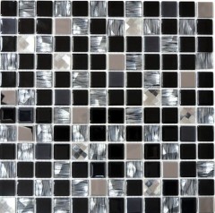 Mosaico in acciaio inox mosaico di vetro antracite argento nero MOS63-CM-426