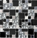 Mosaico di vetro in acciaio inox tessere di mosaico nero argento chiaro grigio cucina splashback bagno WC - MOS88-03689