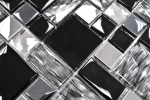 MOS88-03689_m: tessere di mosaico a mano traslucide in acciaio inox nero combinazione di vetro MOS88-03689_m: acciaio nero cristallo