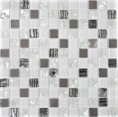 Piastrelle di mosaico in acciaio inox bianco argento pannello di mosaico di vetro MOS63-CM-424