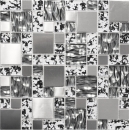 Mosaico di vetro tessere di mosaico acciaio inox nero argento struttura in acciaio MOS88-0203
