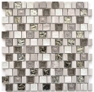 Piastrella di mosaico Resina ceramica traslucida fine grigio bianco Mosaico di vetro multiformato Pietra di cristallo Resina ceramica legno bianco MOS82-2002_f