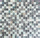Piastrella di mosaico di vetro e pietra naturale in acciaio inox grigio antracite - MOS92-0206