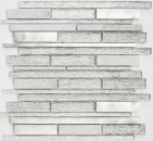 Mosaico di vetro pietra naturale tondini mosaico alluminio bianco argento chiaro grigio rivestimento parete bagno WC - MOS49-GV64